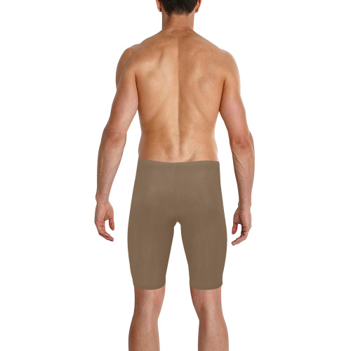 BROWN Men's Knee Length Swimming Trunks (Model L58)