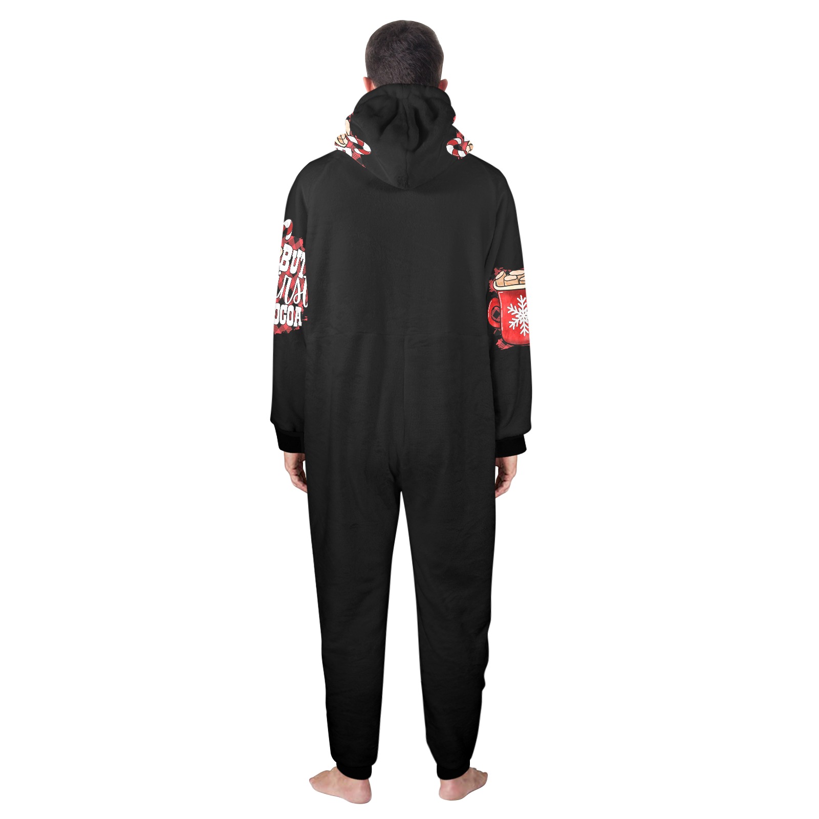 But First Cocoa Unisex One-Piece Zip Up Hooded Pajamas