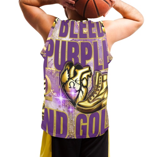 I BLEED Purple tank Men's V-Neck Basketball Jersey (B02)