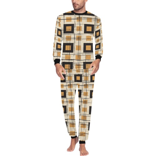 Vintage Mid Century Men's All Over Print Pajama Set with Custom Cuff