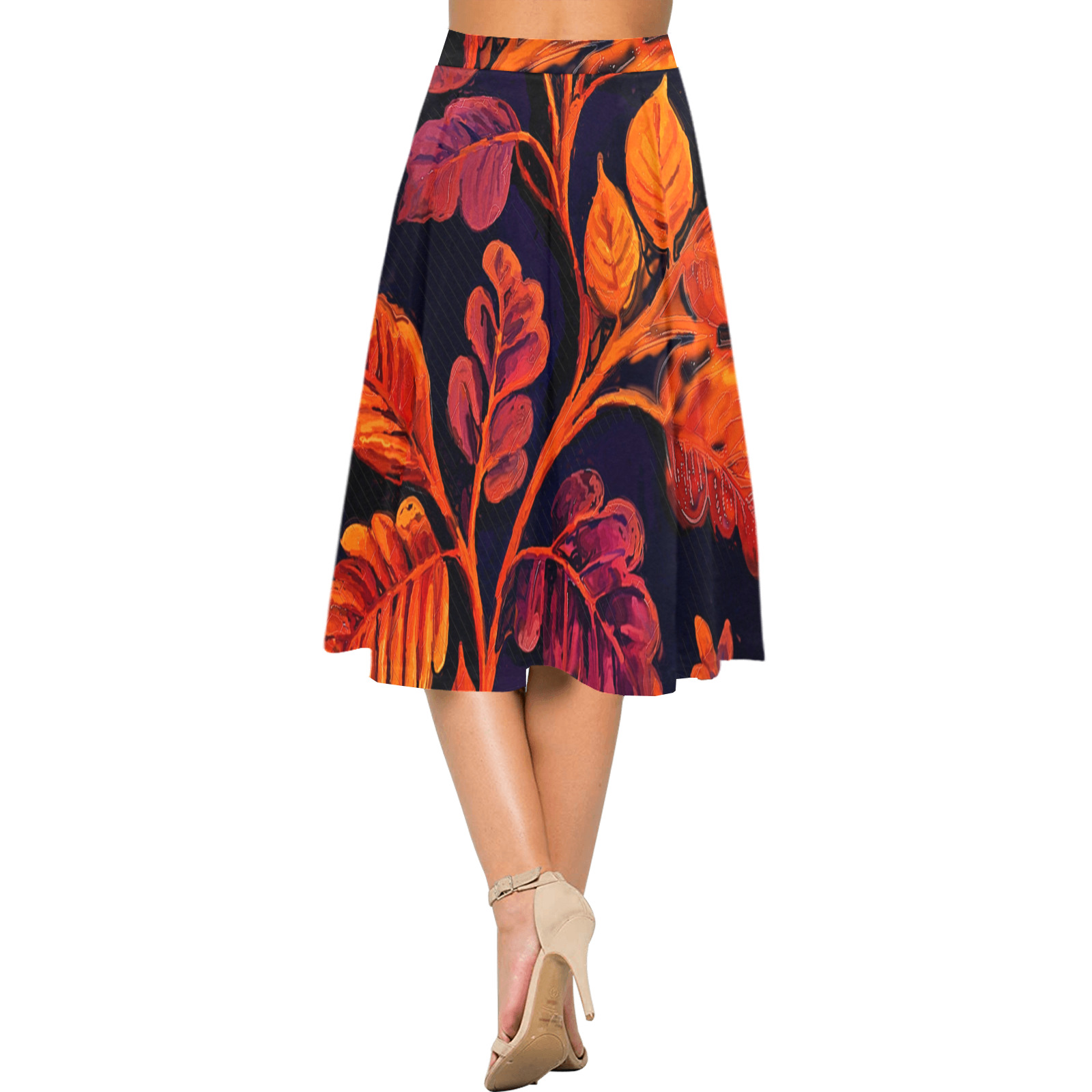 flowers botanic art (10) skirt fashion Mnemosyne Women's Crepe Skirt (Model D16)