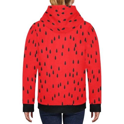 Watermelon Women's Long Sleeve Fleece Hoodie (Model H55)
