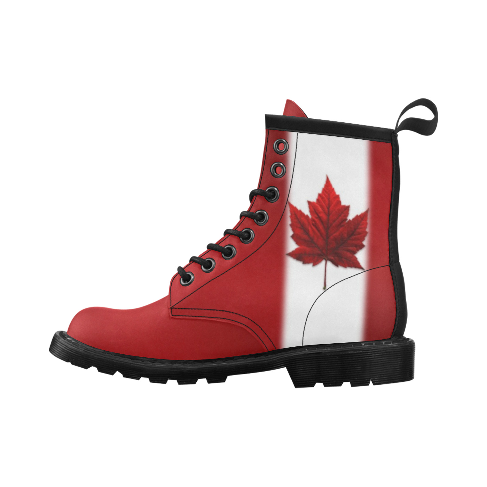 Canada Flag Boots Women's PU Leather Martin Boots (Model 402H)