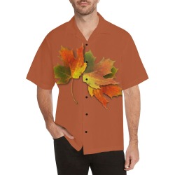 Golden Autumn Leaves - Brown Hawaiian Shirt (Model T58)