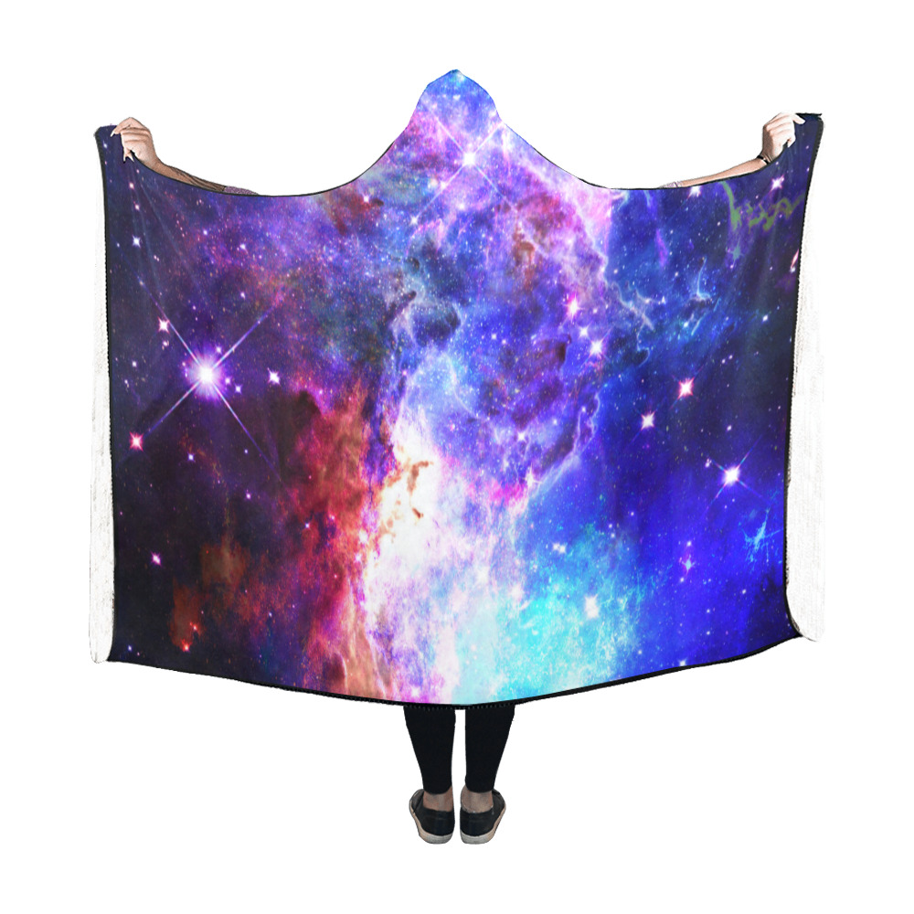 Mystical fantasy deep galaxy space - Interstellar cosmic dust Hooded Blanket 60''x50''