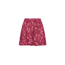 Magenta dark pink red faux sparkles glitter Mini Skating Skirt (Model D36)