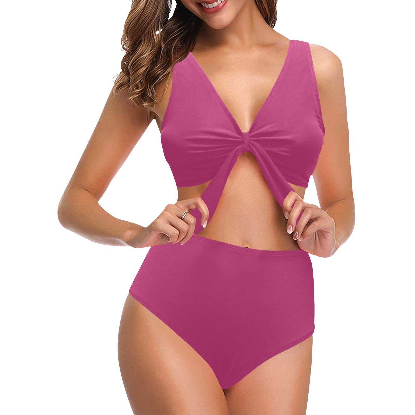 PINK Chest Bowknot Bikini Swimsuit (Model S33)