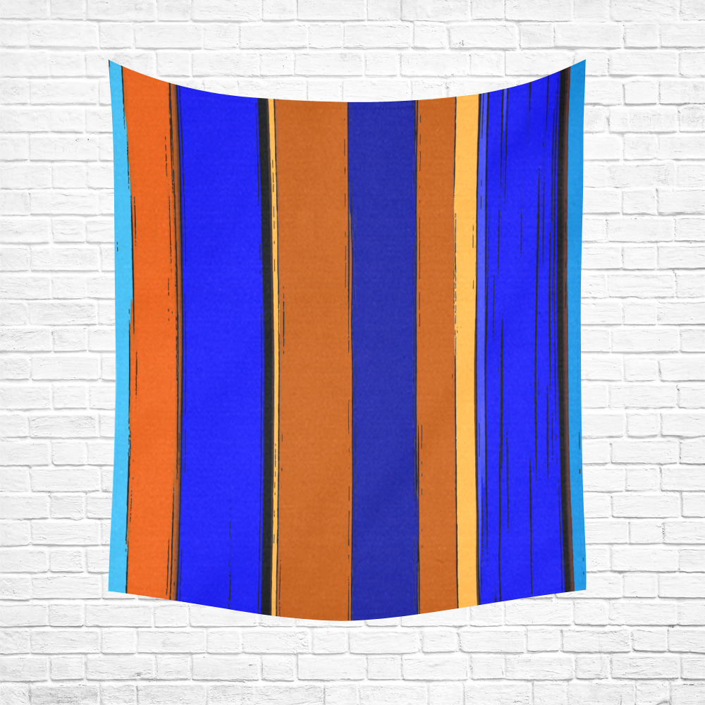 Abstract Blue And Orange 930 Cotton Linen Wall Tapestry 51"x 60"