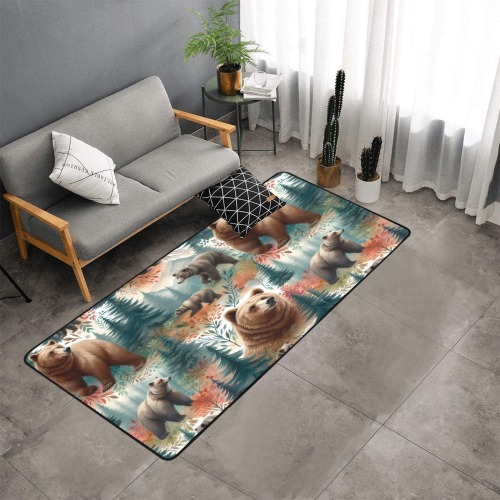 Grizzly Bear And Forest Pattern