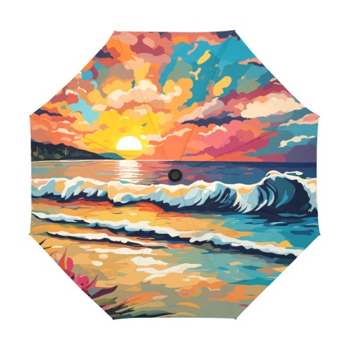 Dramatic sunset over the ocean. Peaceful evening. Anti-UV Auto-Foldable Umbrella (U09)