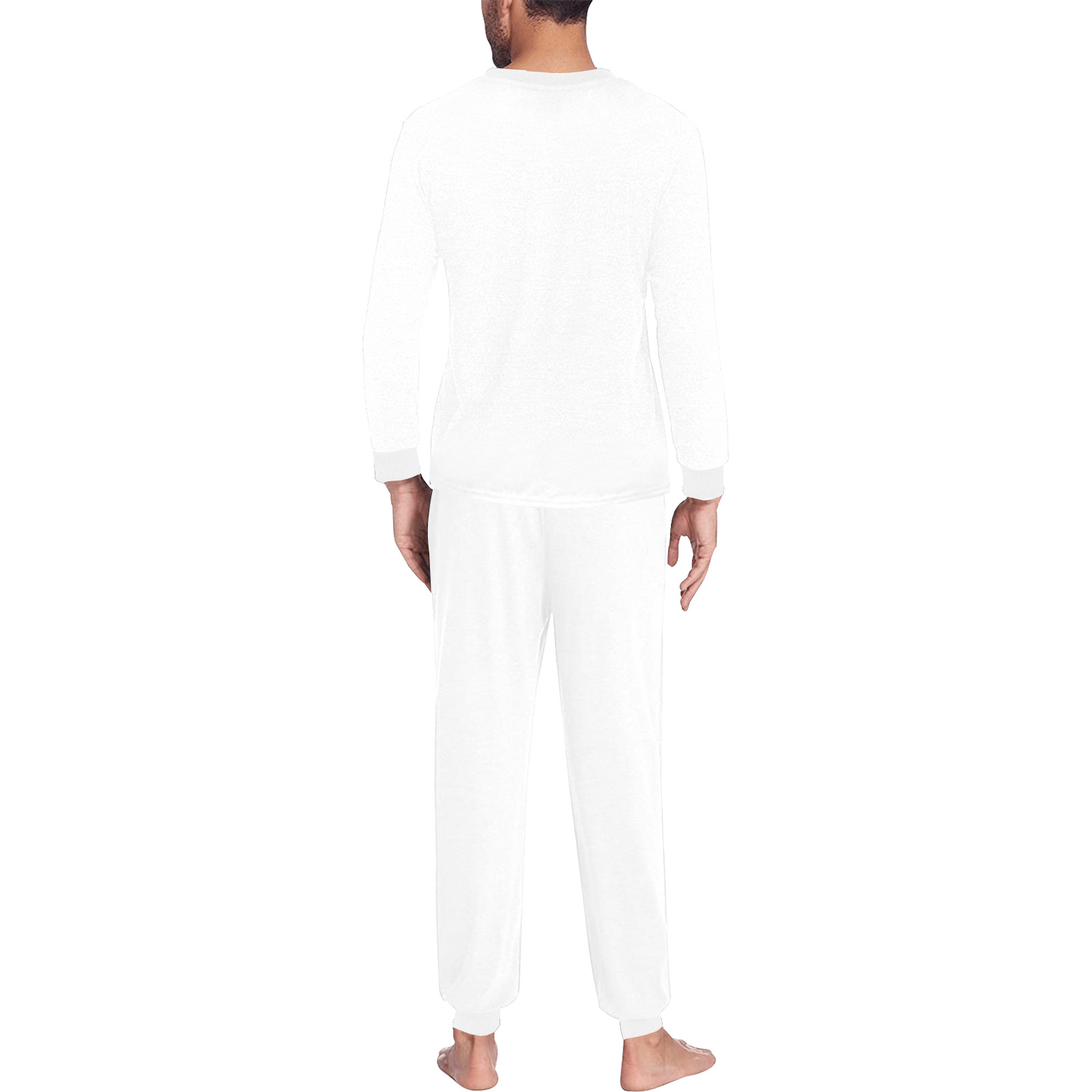 WHITE Men's All Over Print Pajama Set with Custom Cuff