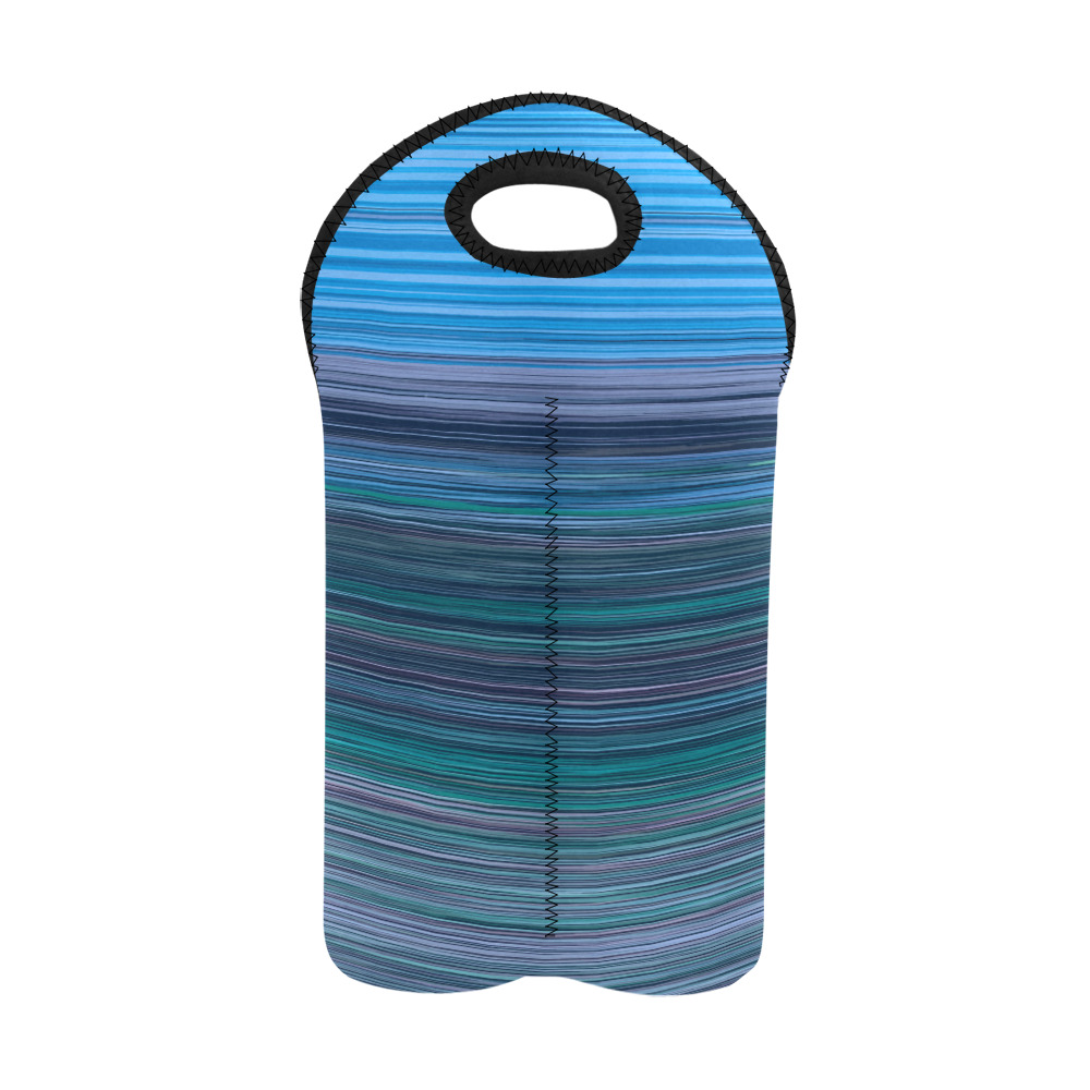 Abstract Blue Horizontal Stripes 2-Bottle Neoprene Wine Bag