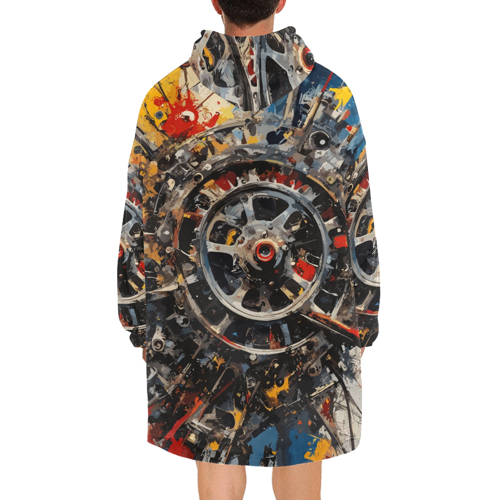 Abstract Aviation Engine Cool Fantasy Colorful Art Blanket Hoodie for Men
