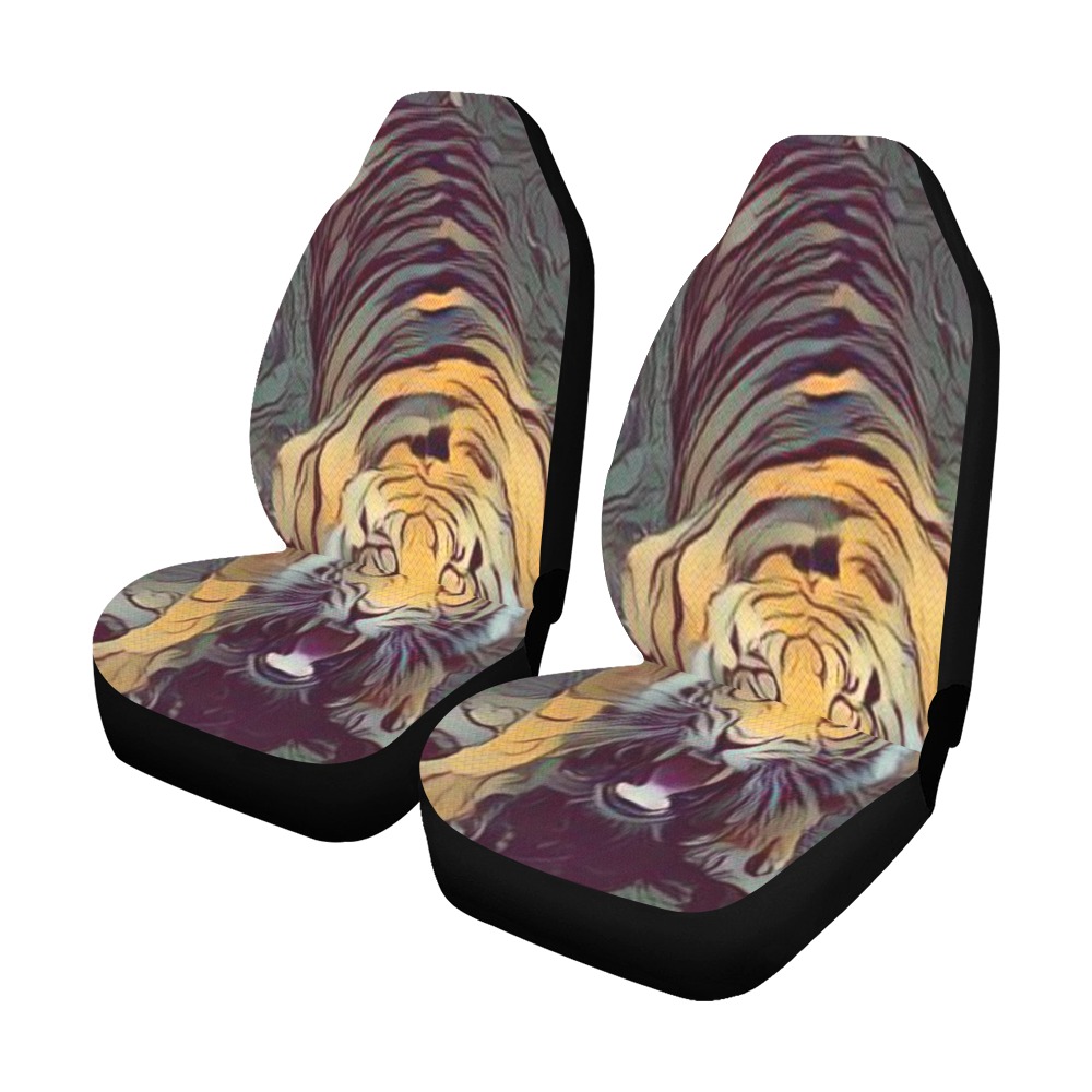 Tiger Color Painted Looking Up Full Cover Car Seat Covers (Set of 2)