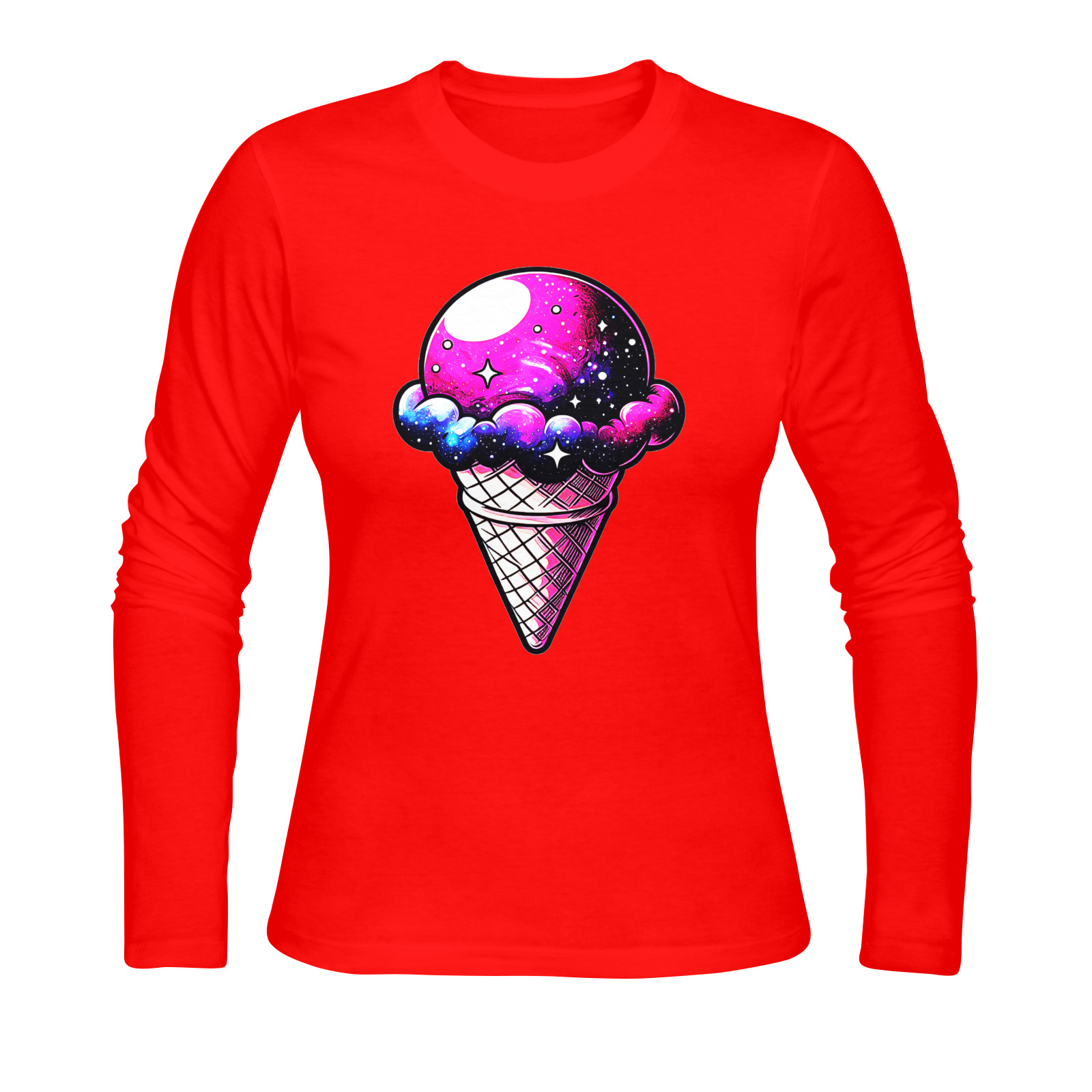 Space Cream Cone Sunny Women's T-shirt (long-sleeve) (Model T07)