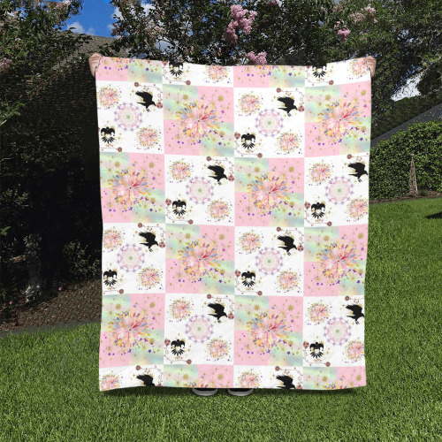 Secret Garden With Harlequin and Crow Patch Artwork Quilt 50"x60"