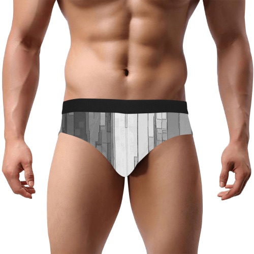 Greyscale Abstract B&W Art Men's Mid Rise Briefs (Model L48)