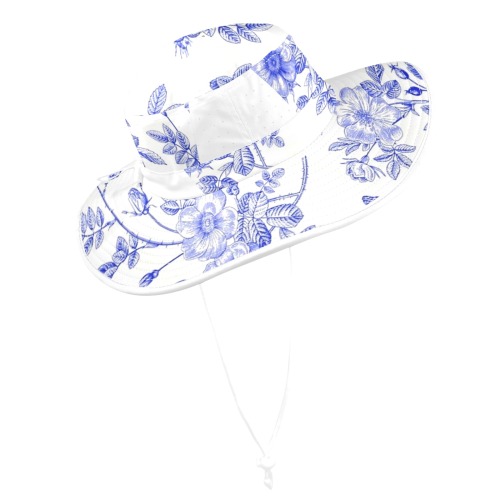 TOILE DE JOUY BLUE 6 Wide Brim Bucket Hat