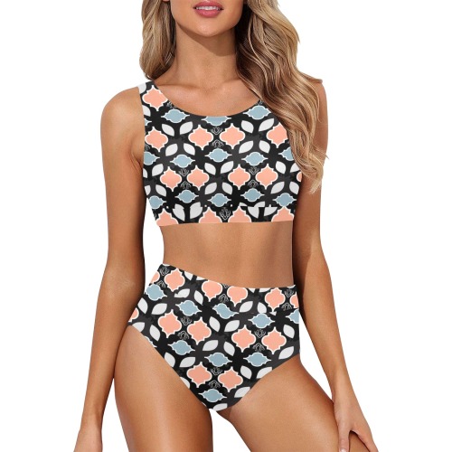 Digital pattern Crop Top Bikini Set (Model S21)