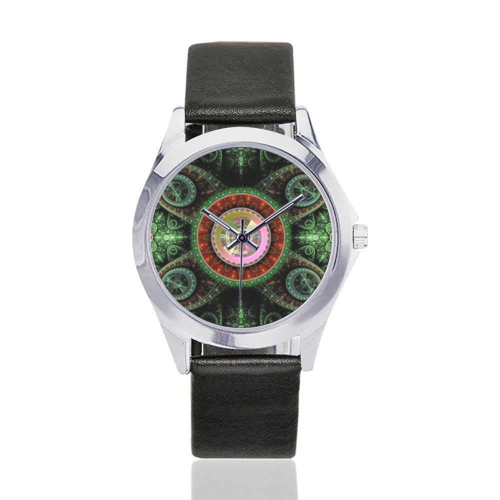 Timetravel Unisex Silver-Tone Round Leather Watch (Model 216)