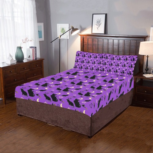 Cats and Witch Hats 3-Piece Bedding Set