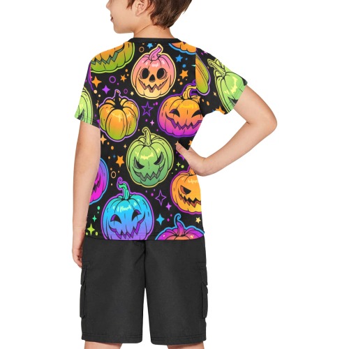 Colorful Pumpkins Big Boys' All Over Print Crew Neck T-Shirt (Model T40-2)