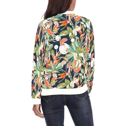 Dark modern paint tropical paradise All Over Print Bomber Jacket for Women (Model H36)