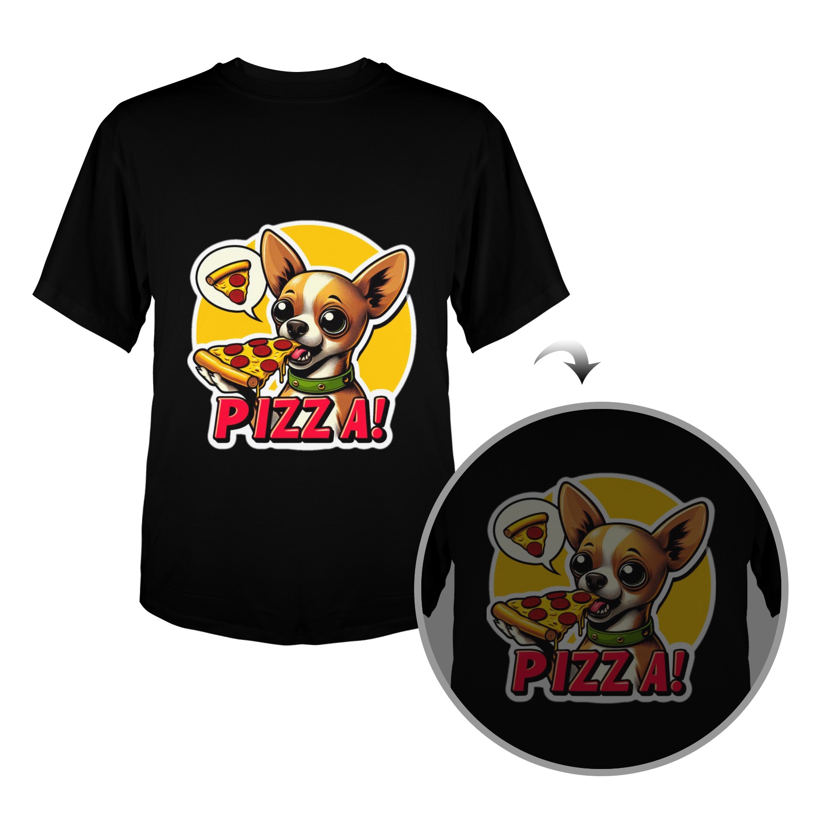 CHIHUAHUA EATING PIZZA 11 Men's Glow in the Dark T-shirt (Front Printing)