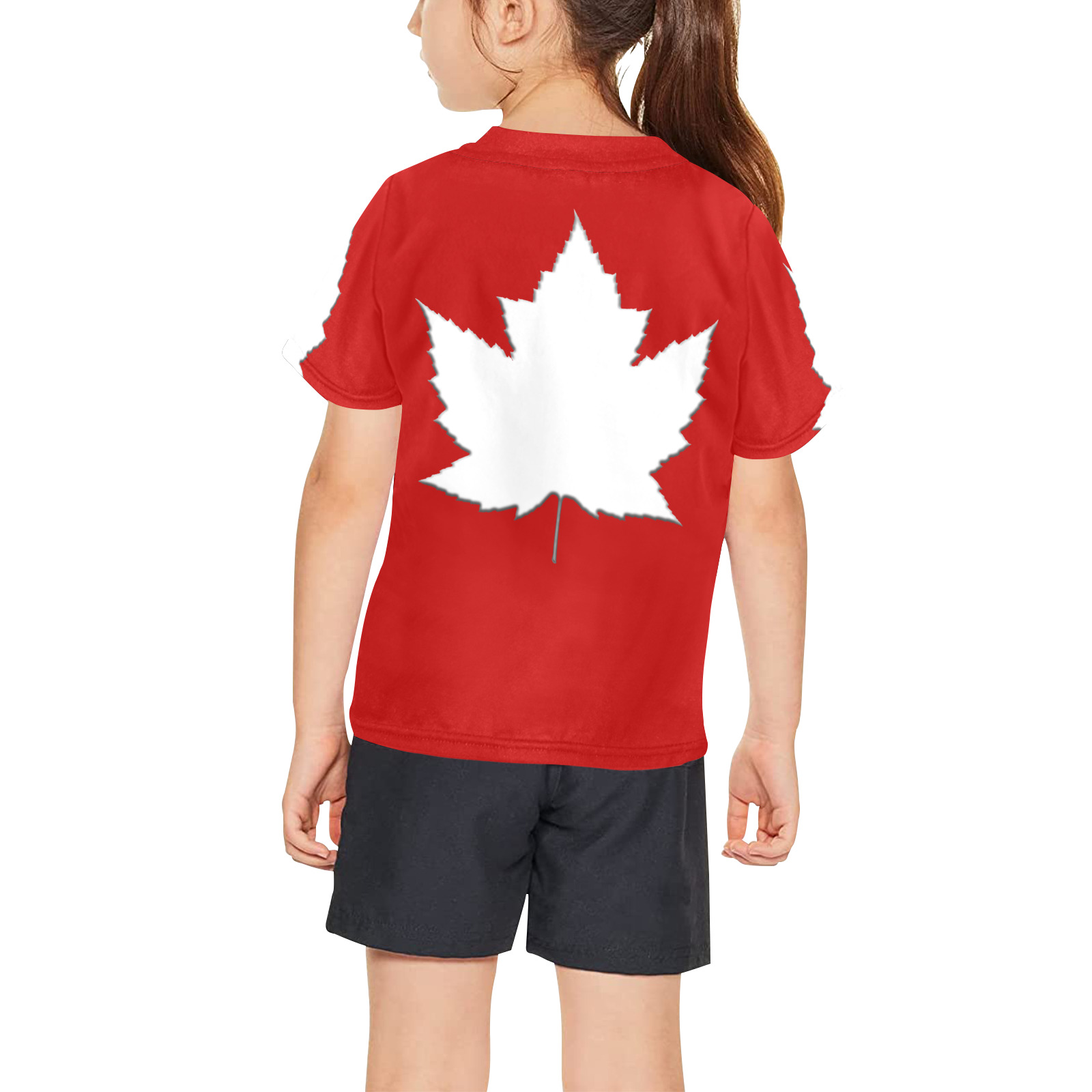 Girl's Canada Maple Leaf Souvenir T-shirt Big Girls' All Over Print Crew Neck T-Shirt (Model T40-2)