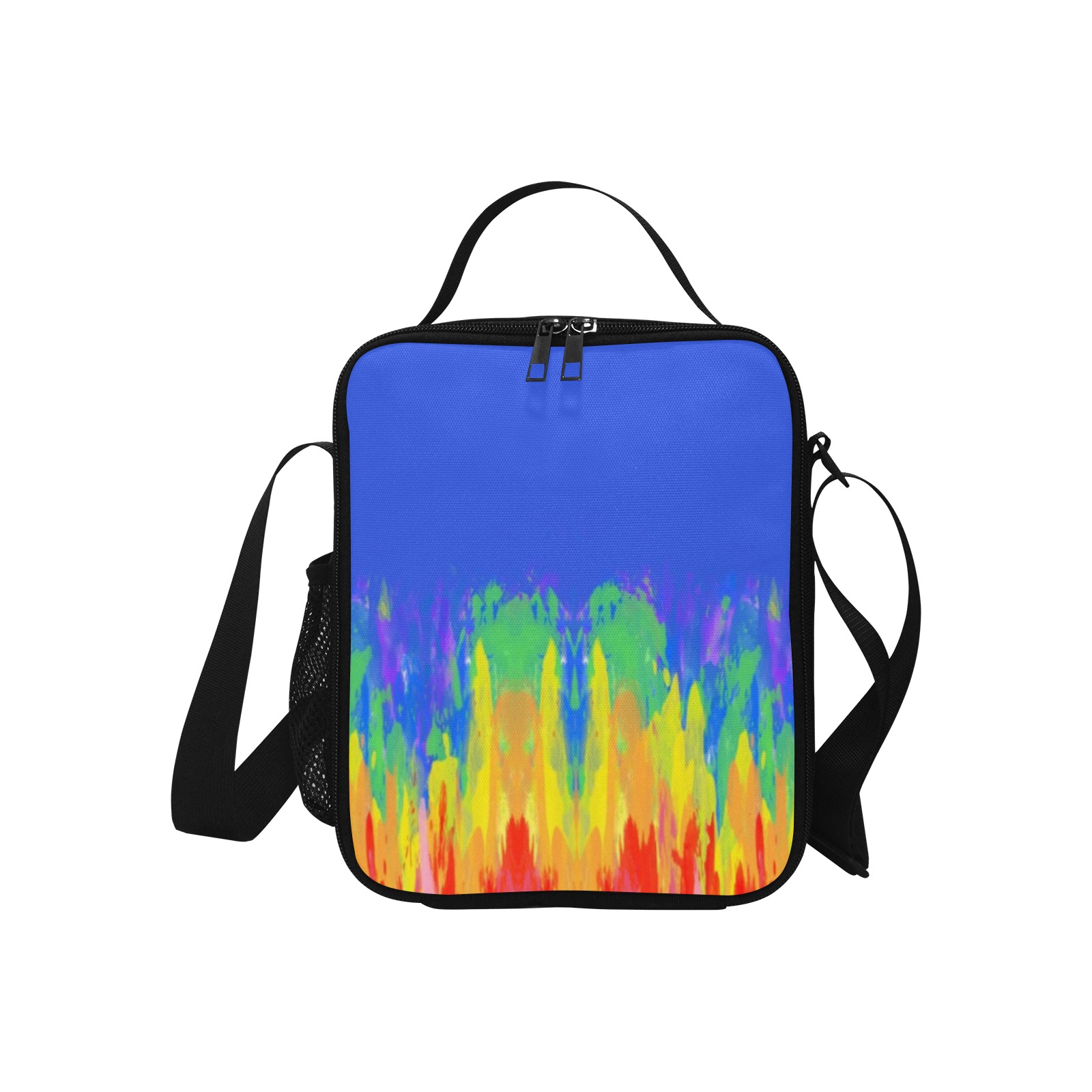 Abstract Paint Flames Blue Crossbody Lunch Bag for Kids (Model 1722)
