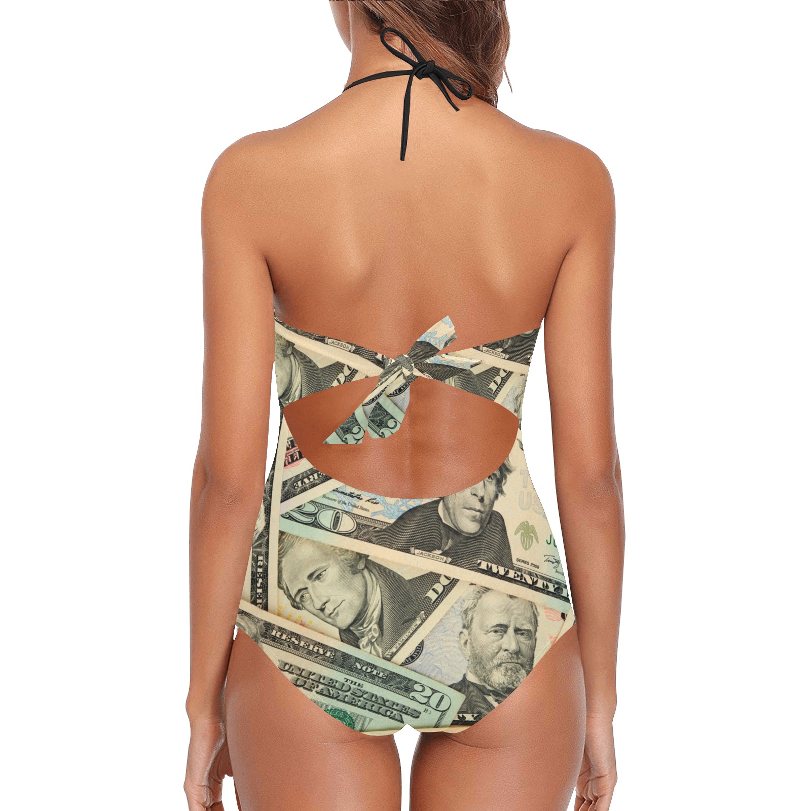 US PAPER CURRENCY Lace Band Embossing Swimsuit (Model S15)
