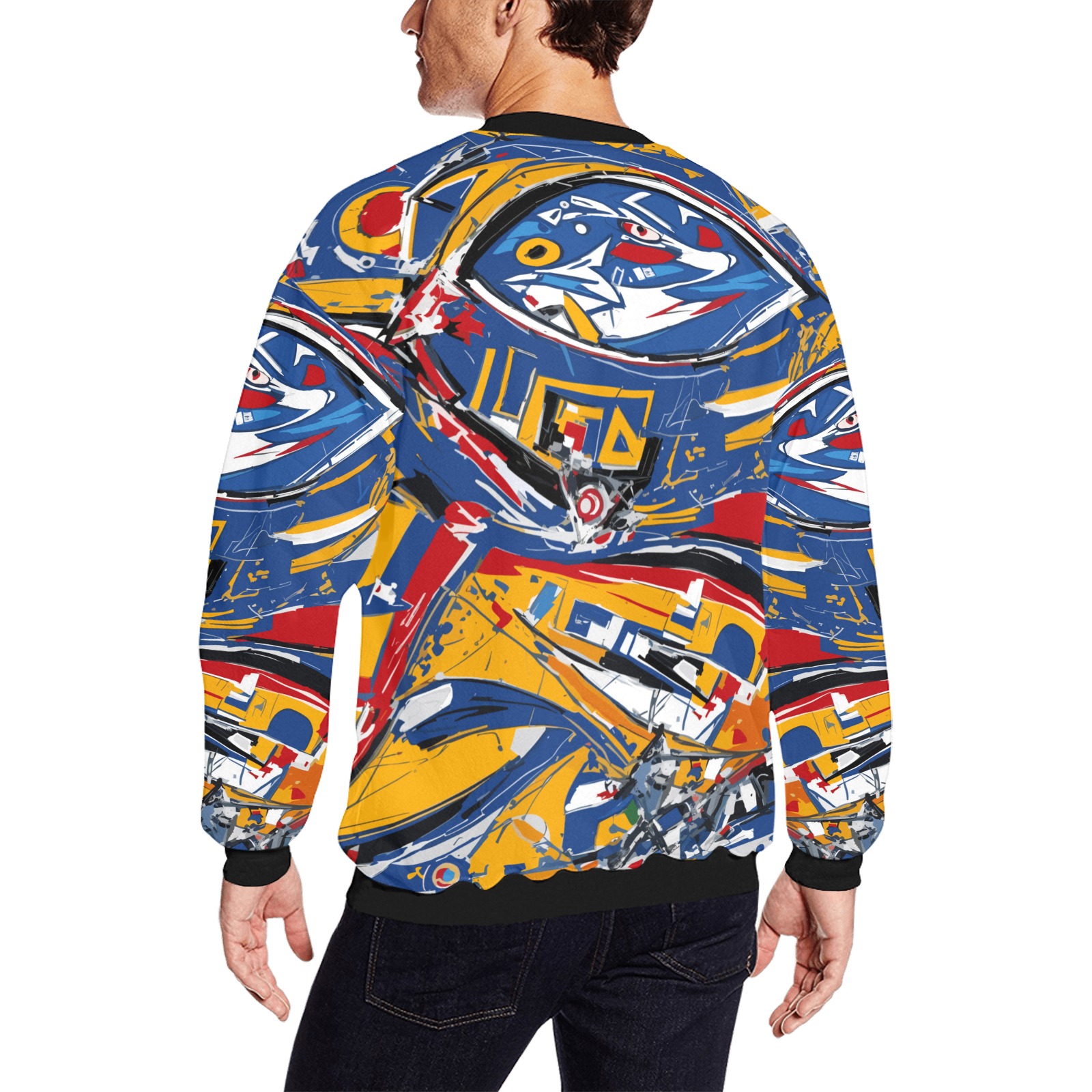 Nice modernist abstract art of american football. Men's Oversized Fleece Crew Sweatshirt (Model H18)