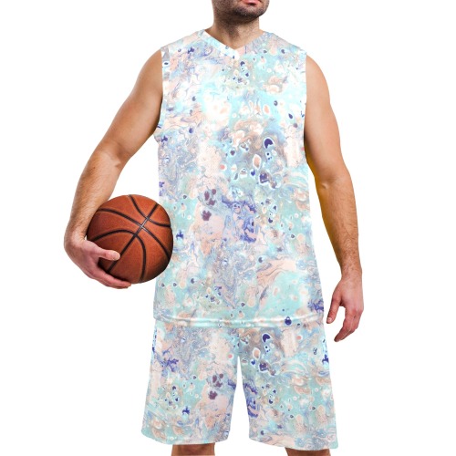 marbling 6-3 Men's V-Neck Basketball Uniform