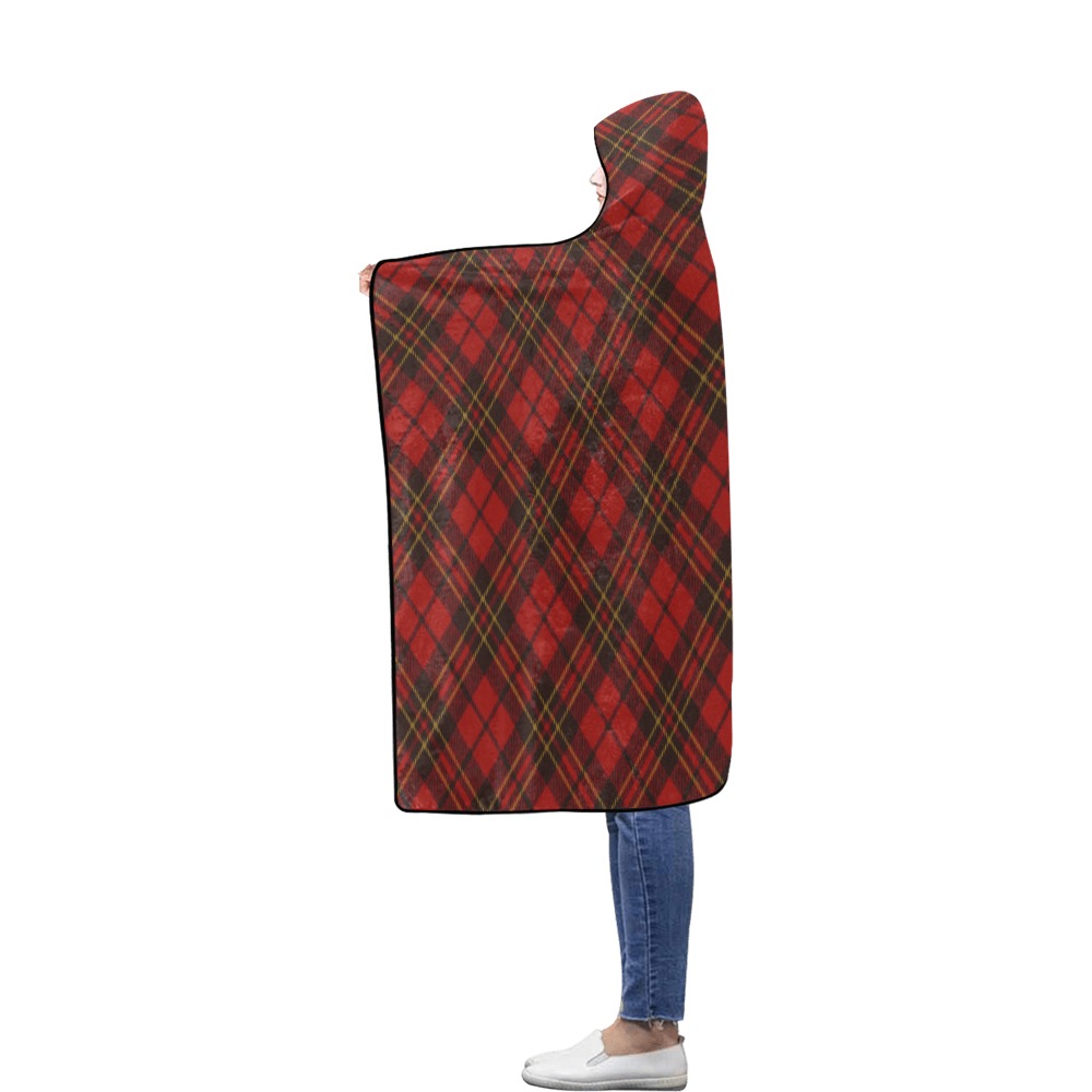 Red tartan plaid winter Christmas pattern holidays Flannel Hooded Blanket 56''x80''