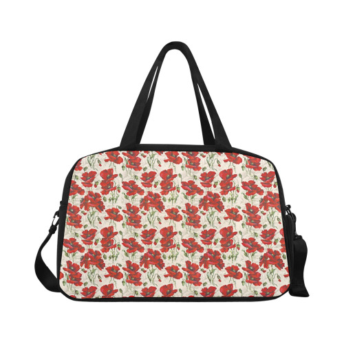 Red Poppy Flowers Vintage Floral Pattern Fitness Handbag (Model 1671)