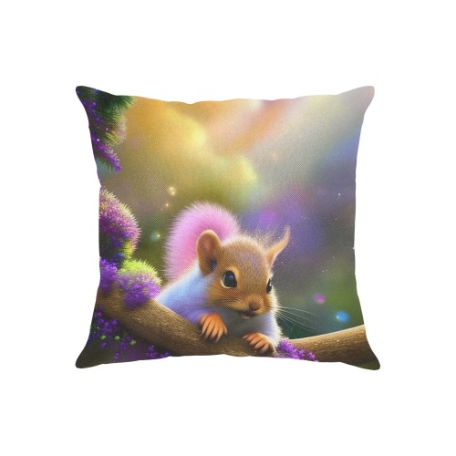 Baby Squirell Linen Zippered Pillowcase 18"x18"(Two Sides)