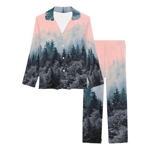Forest in gray and pink Women's Long Pajama Set