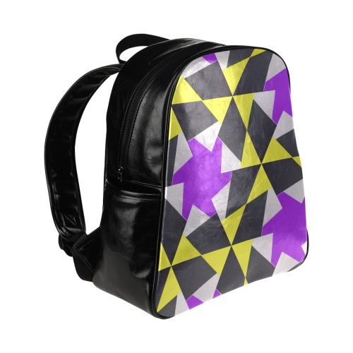 Retro geometric colorful 7D Women's Batwing-Sleeved Blouse T shir Multi-Pockets Backpack (Model 1636)