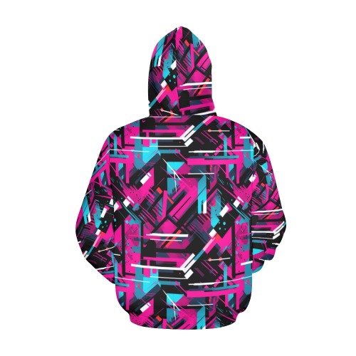 Retro Neon Geometry Hoodie All Over Print Hoodie for Men (USA Size) (Model H13)