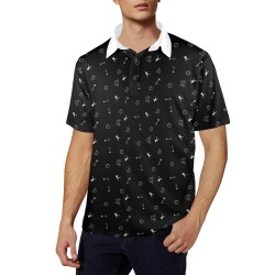 Fling Black Men's All Over Print Polo Shirt (Model T55)