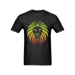 Rastafari Lion Dots green yellow red Men's T-Shirt in USA Size (Front Printing Only)