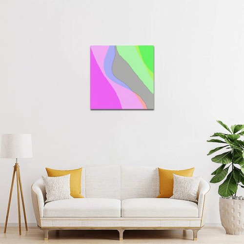Abstract 703 - Retro Groovy Pink And Green Frame Canvas Print 16"x16"