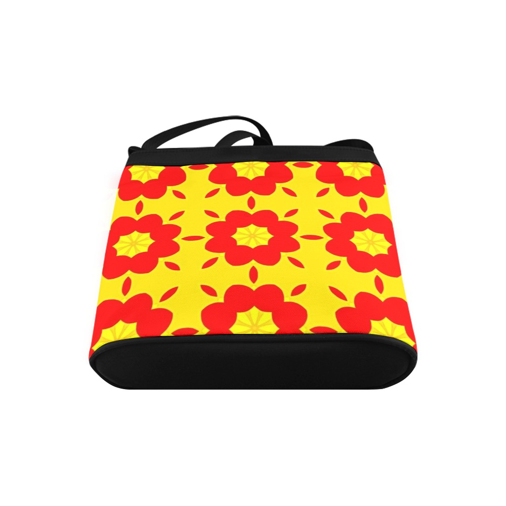 Red Flowers on Yellow Crossbody Bags (Model 1613)