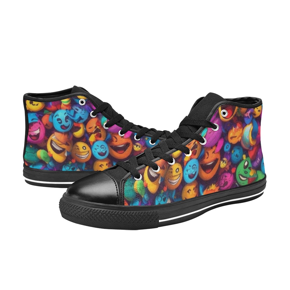 Emojis Men’s Classic High Top Canvas Shoes (Model 017)