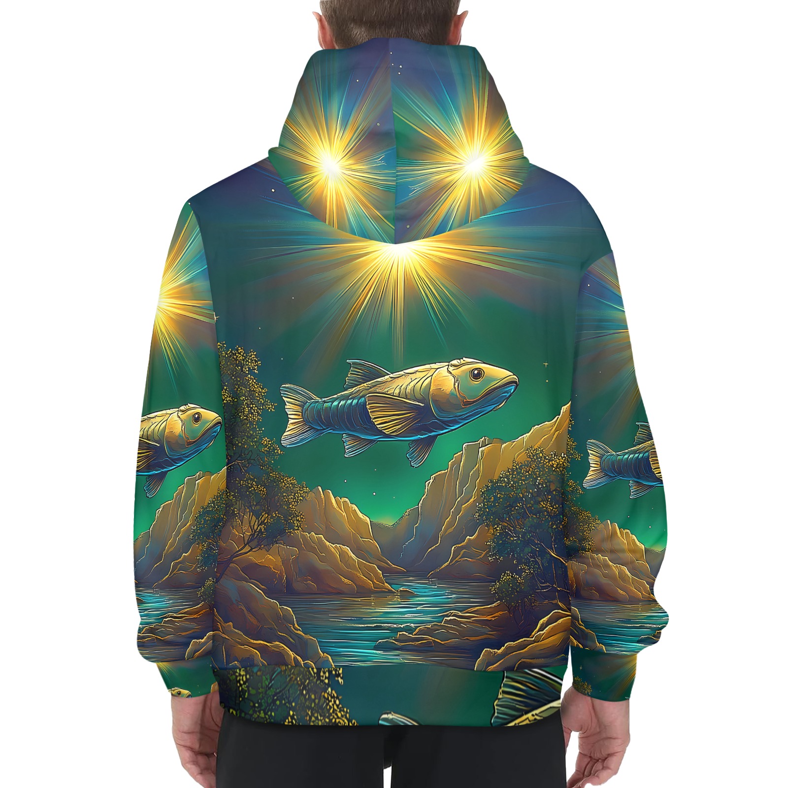 Celestial Swim Men's Long Sleeve Hoodie (Model H55)