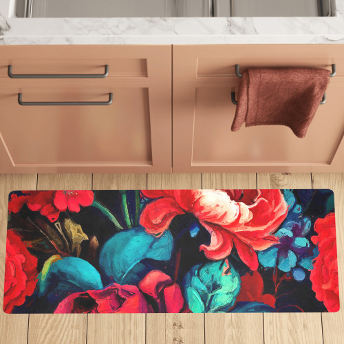 flowers botanic art (6) kitchen mat Kitchen Mat 48"x17"