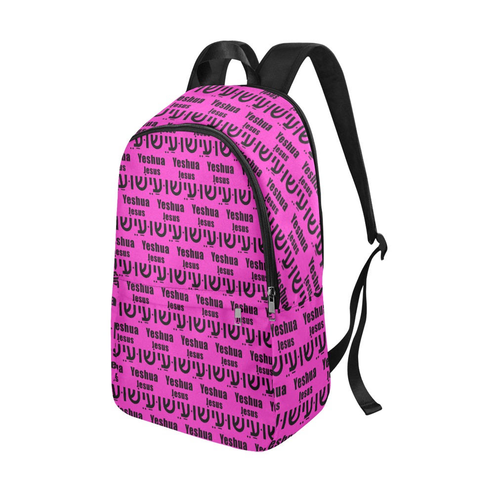 Yeshua Bookbag Pink (Blk text) Fabric Backpack for Adult (Model 1659)