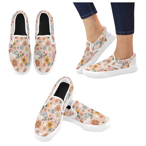 Darling Spring Ditsy Floral Women's Unusual Slip-on Canvas Shoes (Model 019)