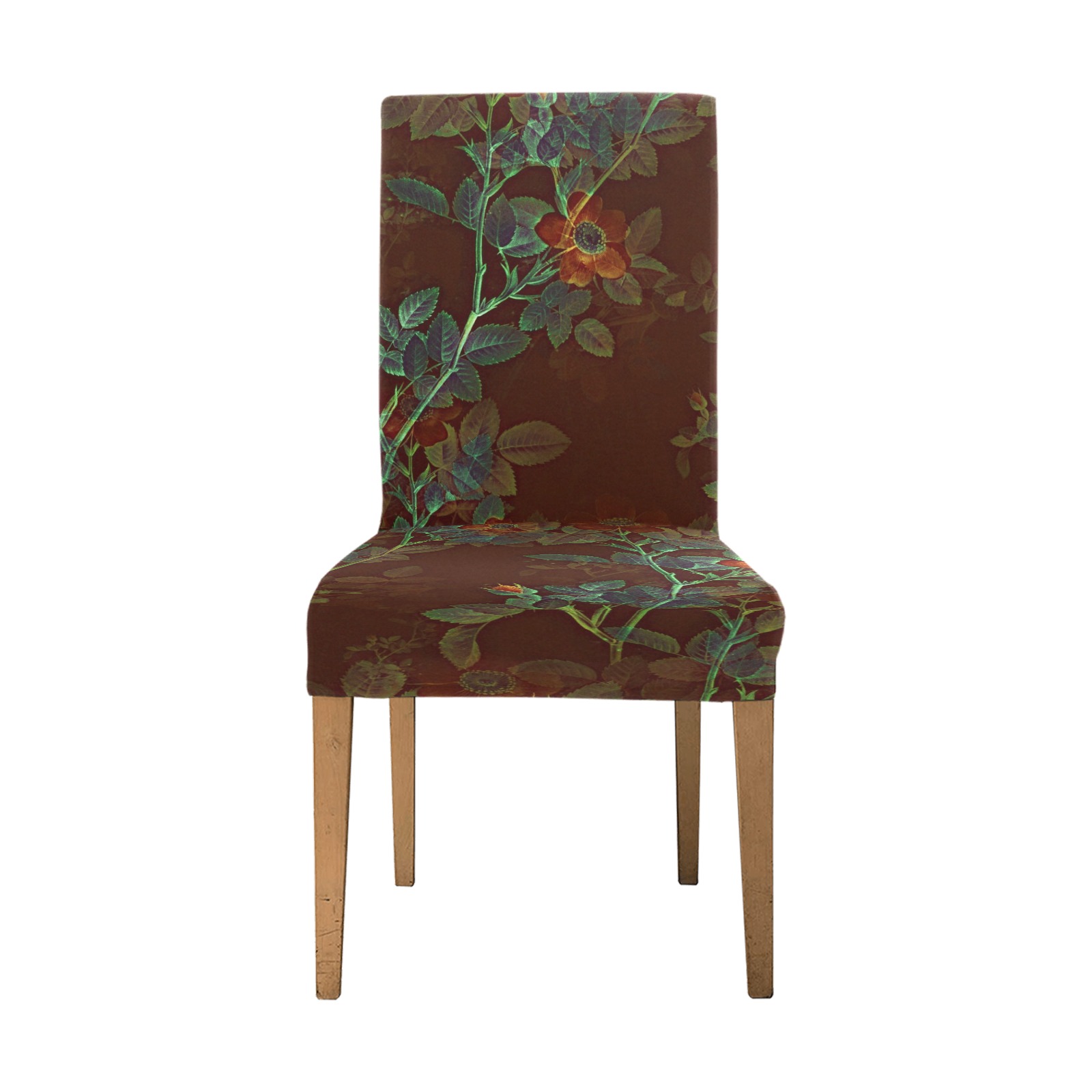 Copper Floral Removable Dining Chair Cover