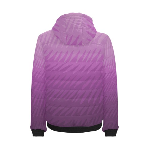 pink wavespike Men's Padded Hooded Jacket (Model H42)